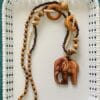 Handcrafted Wooden Ivory Elephant Pendant Necklace - Bohemian Vintage Unisex Jewelry with Bead Accents, Natural Wood Grain Texture for Men & Women, Year-Round Festival & Party Accessory, Elephant Jewelry, Versatile Fashion Piece, Minimalist Design, Earthy Tone Beads