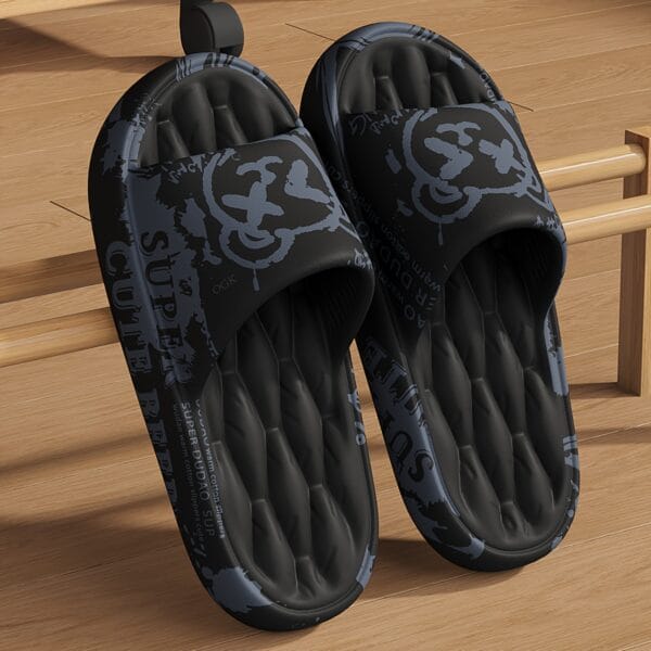 product-fancy-0997dcbf-18be-4e8e-a99c-3a64980f9af4 Men'S Large Size Indoor Random Print Casual Slippers, Non-Slip Shower Slip-On Open-Toe Slippers for Outdoor Beach Wear, Couple Slippers