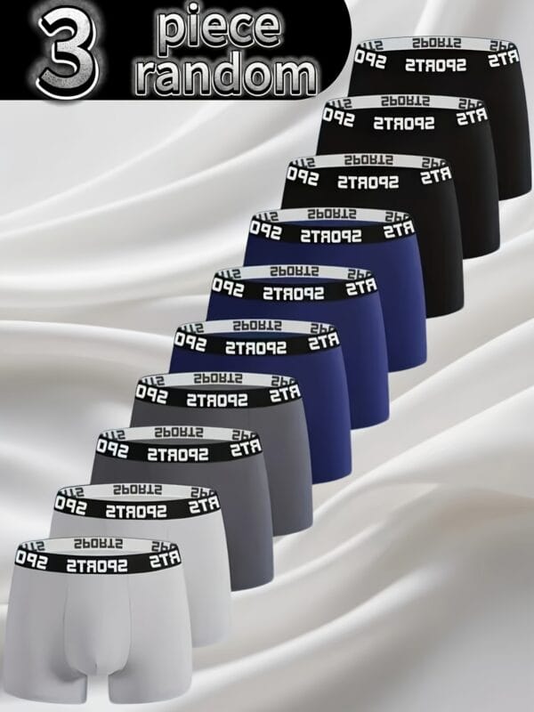 1/3/5/8/10pcs Men'S Boxer Briefs - Breathable Athletic Underwear with Elastic Waistband, Medium Stretch Solid Color (Black, Navy Blue, Dark Grey, Light Blue) - Comfortable Casual & Sportswear Underwear, Comfortable Underwear, Simple Design, Breathable Fabric