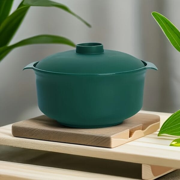 1pc Durable Non-Slip Microwave Safe Salad Bowl with Lid, New Shape, Reusable, PP, Round, Rust Resistant, for Grain, Pasta, Picnic, RV Camping Kitchen, Holiday