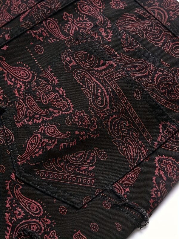 product-fancy-0f362433-852c-4a98-9733-d31ede705703 Men's Elastic Waist Fashion Print Fringe Jeans