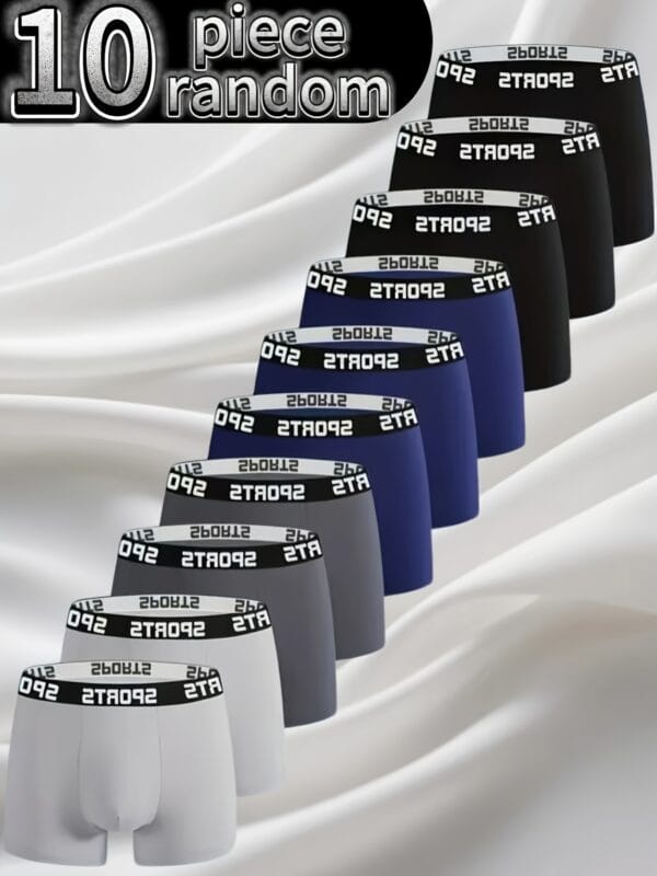 1/3/5/8/10pcs Men'S Boxer Briefs - Breathable Athletic Underwear with Elastic Waistband, Medium Stretch Solid Color (Black, Navy Blue, Dark Grey, Light Blue) - Comfortable Casual & Sportswear Underwear, Comfortable Underwear, Simple Design, Breathable Fabric