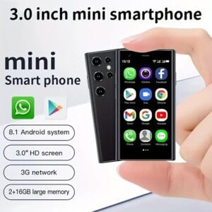 Mini Smartphone, 3G Unlocked Tiny Youngsters Phone, 7.62cm HD Screen, GPS, Pocket Youngsters Phone, Creative Gift for Youngsters, Student Phone, Backup Phone, Android Small Phone, Black