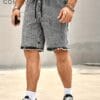 Men's Light Wash Distressed Casual Denim Shorts - Relaxed Straight-Leg Short Length with Frayed Hem & Belt Loops, Machine Washable Summer Shorts with Functional Pocket for Casual Attire (No-Stretch Denim Fabric)