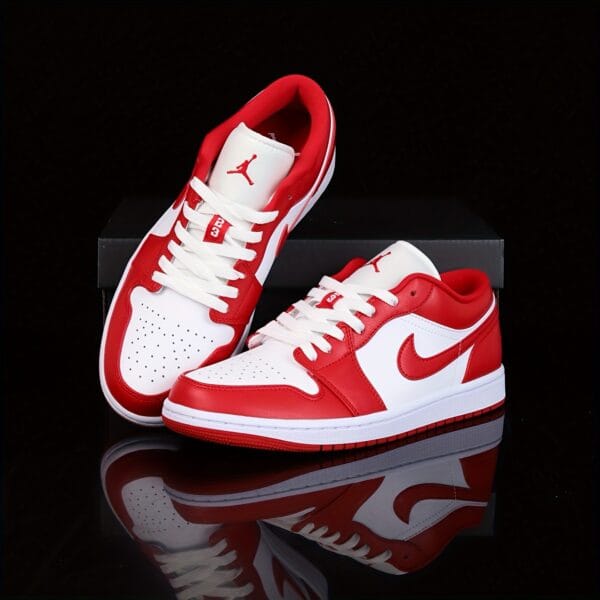 NIKE Jordan Men's Air Jordan 1 Low "Aluminum" Retro Basketball Shoes in Red and White