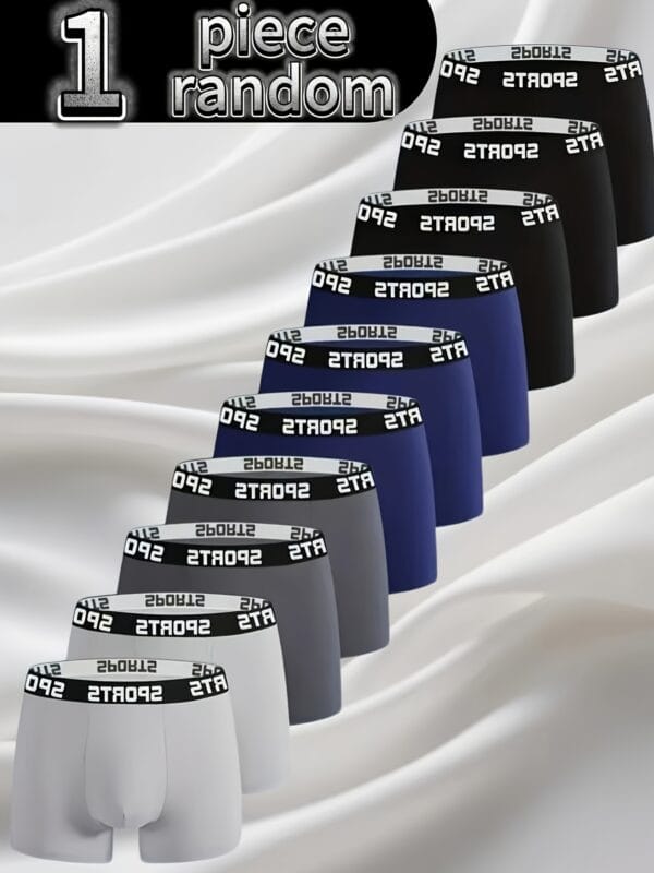 1/3/5/8/10pcs Men'S Boxer Briefs - Breathable Athletic Underwear with Elastic Waistband, Medium Stretch Solid Color (Black, Navy Blue, Dark Grey, Light Blue) - Comfortable Casual & Sportswear Underwear, Comfortable Underwear, Simple Design, Breathable Fabric