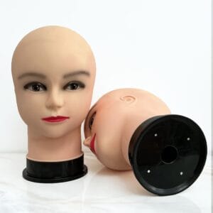 Professional Bald Mannequin Head for Cosmetology Training & Wig Making - Realistic Female Doll Head with Removable Black Cap, Adjustable T-Pins, Sturdy Base - Ideal for Hairstyling Practice, Display & Wigs Crafting, Beauty School, Durable Construction, Lifelike Texture, Wig Makers, Beauty Students