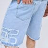Men's Distressed Blue Jeans - Relaxed Fit Mid-Calf Length with Pre-Faded Knees & Frayed Hems, Machine Washable Casual Streetwear Shorts for Summer