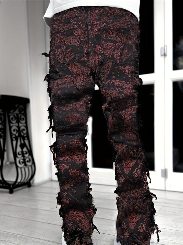 product-fancy-18efde5e-fd26-4646-9b13-3742907ce871 Men's Elastic Waist Fashion Print Fringe Jeans