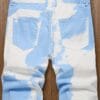 product-fancy-1c316a4e-a9f0-417f-8b35-93b2acc77a4a Men'S Sky Blue & White Tie-Dye Mid-Rise Denim Shorts - Casual 3D Print Knee-Length with Pockets, Comfortable for Outdoor Activities, Outdoor Shorts | Stylish Midrise | Comfortable Fit