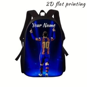 Customizable High-Quality Soccer Player Backpack - Lightweight, Durable, Adjustable Strap, Polyester Lining, Ideal for Students & Youth, Sports-Themed Design with "Your Name" Placeholder, Youth Backpack | Customizable Backpack | Adjustable Strap Bag