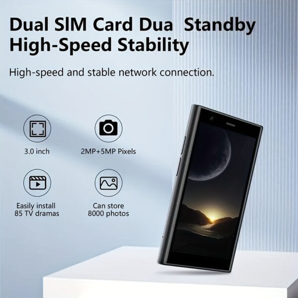 Mini Smartphone, 3G Unlocked Tiny Youngsters Phone, 7.62cm HD Screen, GPS, Pocket Youngsters Phone, Creative Gift for Youngsters, Student Phone, Backup Phone, Android Small Phone, Black