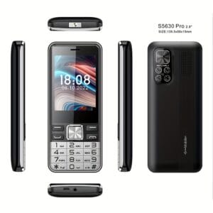 Cutey S5630pro Senior Phone, 2.8 Inch 2G Classic Cell Phone with FM, MP3, MP4, GPRS Flashlight, 64Mb+64Mb, 3000mAh, 4 SIM, 80000 Pixels, Long Term Standby Button, Blac