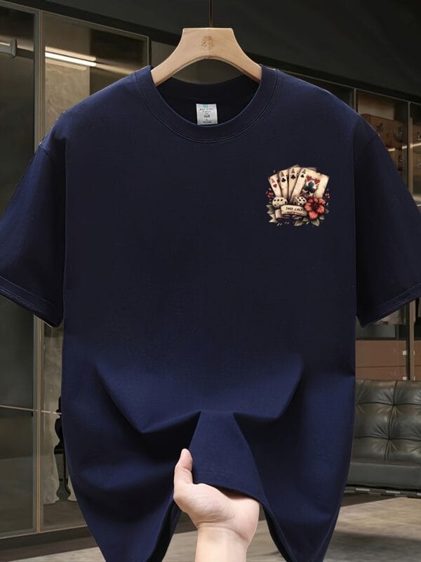 Men'S Heavyweight Cotton Graphic T-Shirt - Summer Casual Oversized Tee with Geometric Print, Round Neck & Short Sleeves, Breathable Regular Fit for Teens & Young Adults, Everyday Comfort, Bold Print Shirt, Durable Fabric