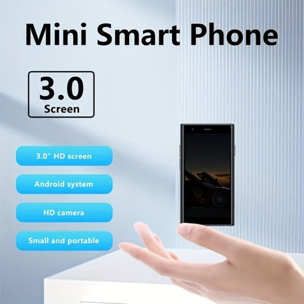 Mini Smartphone, 3G Unlocked Tiny Youngsters Phone, 7.62cm HD Screen, GPS, Pocket Youngsters Phone, Creative Gift for Youngsters, Student Phone, Backup Phone, Android Small Phone, Black