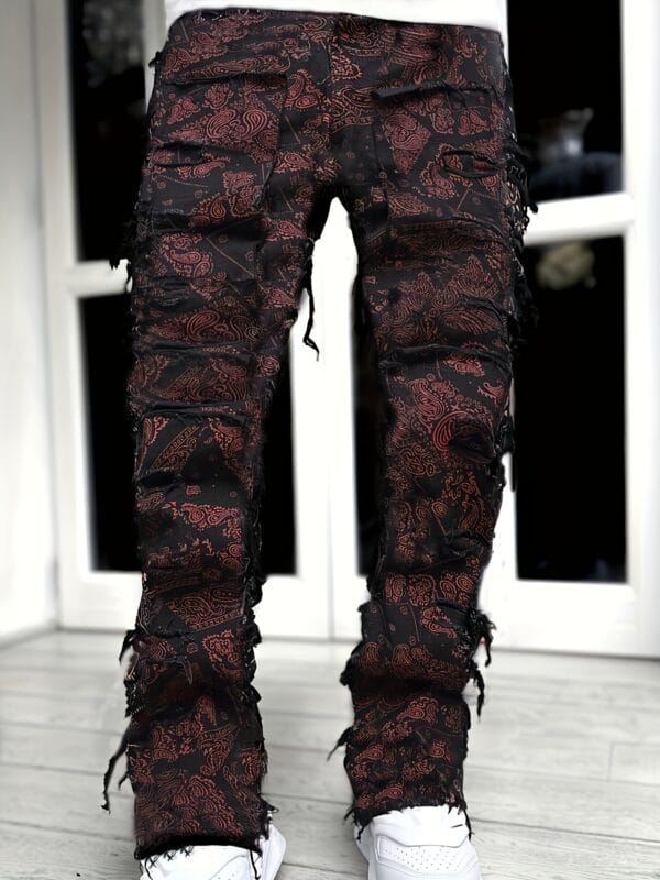 product-fancy-2215bcaf-256e-4e66-a95f-bda87307e001 Men's Elastic Waist Fashion Print Fringe Jeans