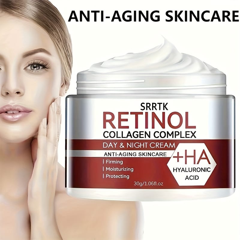 Retinol Collagen Day & Night Cream - & Face Moisturizer with Hyaluronic Acid, Collagen-Enriched Formula, Alcohol-Free for Sensitive Light Beige, Day & Night Use, Visible Firming & Hydration for All Light Beige Types, Men & Women, Elegant Container, Nourishing Formula, Skincare Essential