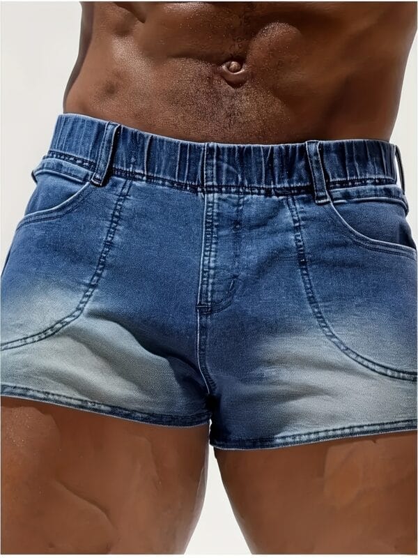 Men'S Casual Denim Shorts - Slim Fit, Mid-Stretch, Washed Blue Jean Style, Perfect for Spring & Fall, Everyday Shorts|Casual Style|Woven Fabric