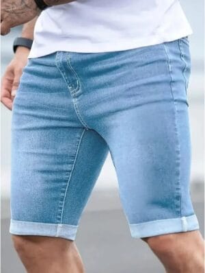 1pc Men's American Streetwear Denim Shorts - Loose Fit Casual Knee-Length with Pockets, Machine Washable Medium Stretch Fabric for Daily Wear & Summer Outfits