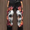 product-fancy-28998b42-c14a-419d-99ff-ce3fa77d11c5 Men'S Slim-Fit Stretch Denim Jeans with Bold Skull & Flame Print - Black, Regular Length, All-Season Comfort, Casual Streetwear Style, Allseason Jeans | Edgy Streetwear | Stretch Denim Fabric
