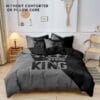 3pcs Soft & Breathable Polyester Duvet Cover Set - King & Crown Print, Includes 1 Duvet Cover and 2 Pillowcases, Perfect for Bedroom & Guest Room, Machine Washable