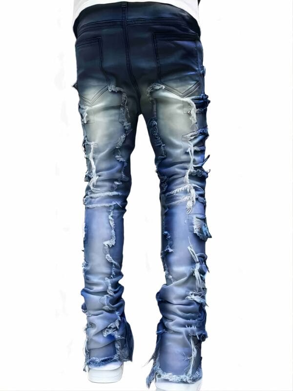 product-fancy-2b0d5aa4-6162-4a9a-872b-fba2f9086b96 Men'S Slim-Fit Stretch Faux Denim Faux Denim with Embroidered Rips - Casual Light Blue Washed Faux Denim, Medium Stretch, Regular Length, All-Season Comfort Fit, Comfortable Clothing | Embroidered Faux Denim | Medium Stretch Fabric