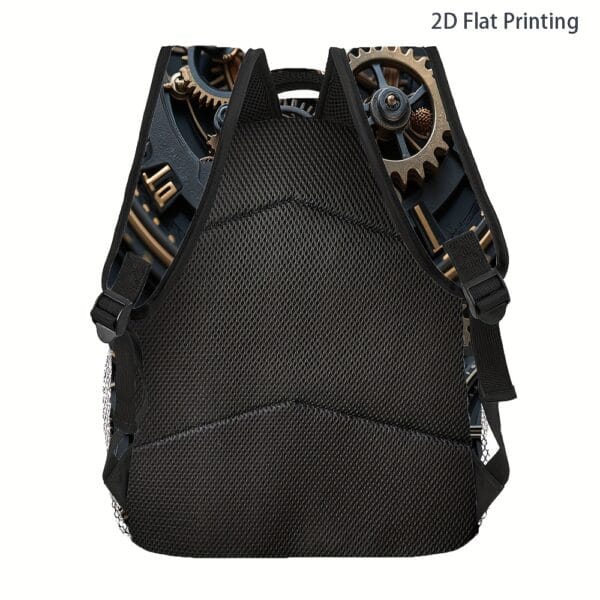 1pc Steampunk Clock Backpack - Adjustable Shoulder Straps, 2D Flat Printing, Mechanical Design, Perfect for Teens & Adults, Casual Outing Gear, Everyday Backpack | Vintage Backpack | Durable Backpack