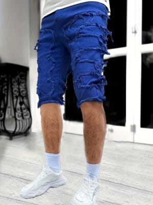 product-fancy-2b53b253-69bf-441d-8352-16d02341b6bd Men's Casual Straight Leg Denim Shorts, Knee-Length Jorts With Tassel Detail, Summer Street Style Fashion