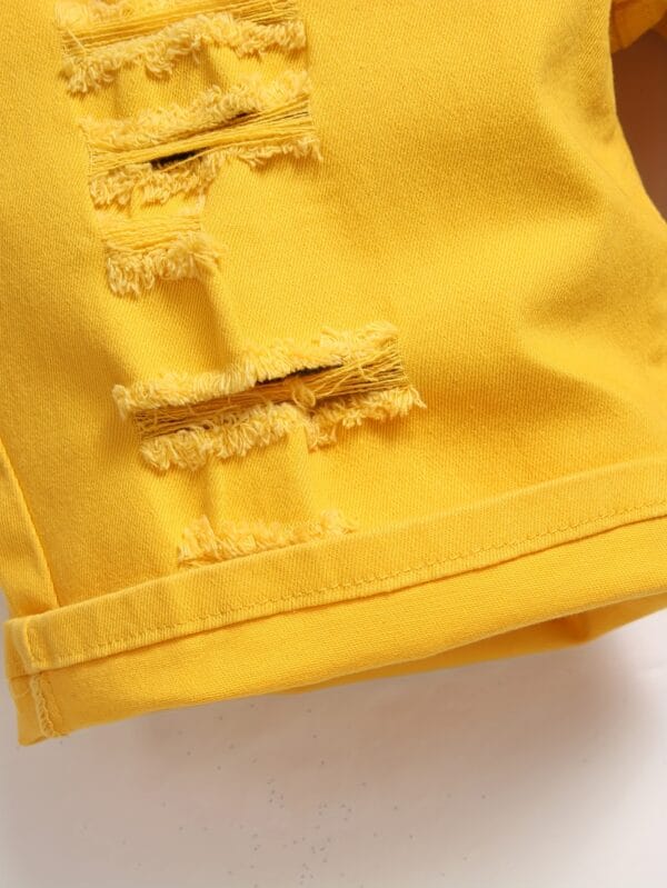 product-fancy-2cfb34bc-cbfe-446a-9f92-5772bc55a071 Spring-Summer New Fashion Trend Men's Straight-Leg Stretch Denim Shorts, Yellow Casual Pants