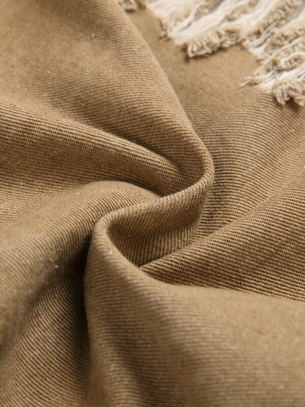 product-fancy-2d922ab5-f982-4345-a78c-cd1da575c6eb Men's Streetwear Distressed Denim Shirt - Relaxed Fit with Ripped Details, Classic Collar & Button Front, Autumn/Winter Casual Outerwear, Autumn Fashion, Solid Color Design