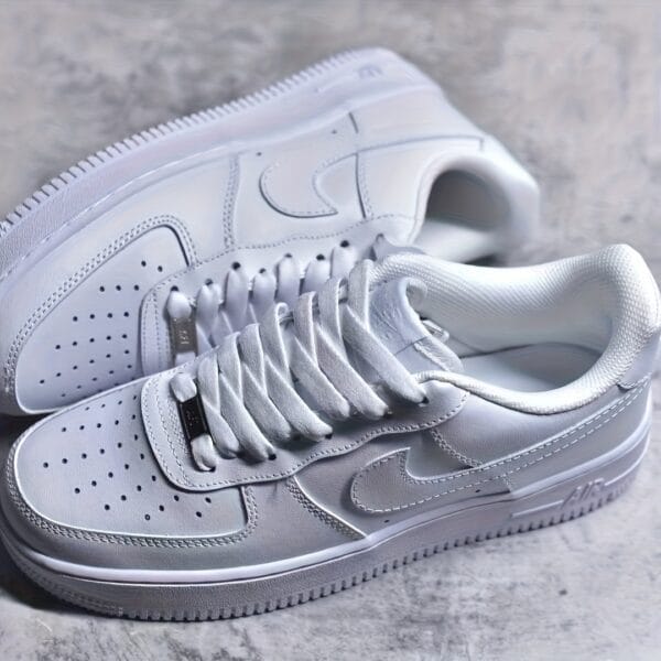 NIKE Air Force 1 Low-Top Casual Sneakers - Pure White, Breathable Mesh Lining, Durable Rubber Sole, Lace-Up Design for All-Season Comfort, Everyday Footwear | Classic Lowtops | Comfortable Fit