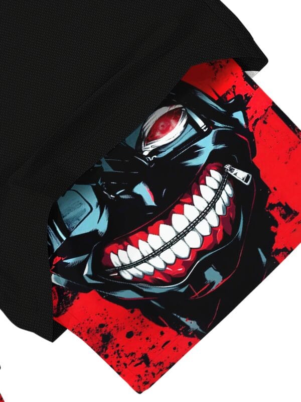 Men'S "Tokyo" Graphic Drawstring Basketball Shorts - Red with Skull Design, Casual Sportswear for Running, Yoga, Hiking & Outdoor Activities, Casual Sportswear|Skull Print Shorts|Stretchy Fabric