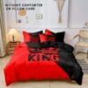 3pcs Soft & Breathable Polyester Duvet Cover Set - King & Crown Print, Includes 1 Duvet Cover and 2 Pillowcases, Perfect for Bedroom & Guest Room, Machine Washable