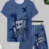 product-fancy-2febb710-0924-4e91-b00a-f0443889b5ef Men'S Summer Cartoon Boxing Print Casual Outfit - Breathable Polyester Short Sleeve T-Shirt & Shorts, Machine Washable, Regular Fit Streetwear for All Seasons, Allseason Apparel | Playful Print Tee | Machine Washable Fabric, Boxer Shorts