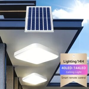 product-fancy-302cd37d-b6ba-470f-a504-1b133f226bab 144LED Square Ceiling Light, High-Power Solar Panel LED Lamp for Indoor Kitchen and Outdoor Use with 197-Inch Copper Wire for Garden, Corridor, and Balcony