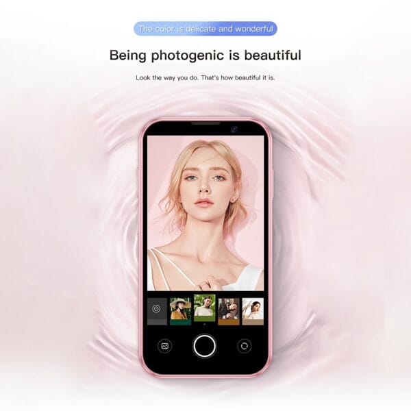 XS18 Pro Mini Smartphone 3, 0" Compact Phone with Face Recognition, 2GB RAM/16GB ROM, 3G Network, Battery, USB-C Charging, Android 9, 0, Pink, Small Phone, Everyday Phone, Sleek Phone, Durable Phone