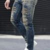 Men's Skinny Jeans - Stretch Non-See-Through Slim Fit Pants with Button Closure, Machine Washable Stretch Denim for Everyday & Formal Wear - All-Season Skinny Leg Jeans for Men, Versatile Clothing, Distressed Design, Durable Fabric