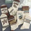 4/8 Pairs Retro Letter Print Casual Socks for Men & Women - Mid-Calf Athletic Socks with Bold Graphic Design, Breathable Polyester, Hand Wash/Dry Clean, Vintage Style for Casual Attire, Socks, Everyday Footwear, Stylish Lettering, Durable Socks, Comfortable Sock Material, Everyday Essentials, Sporty Look, Soft Sock Material, Unisex Socks, Casual Wearers