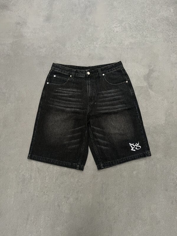 Pepe Studio Men's Vintage Streetwear Mid-Length Denim Shorts - Loose Fit Letter Print Casual Summer Shorts, Hand Wash Only