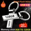 One 2025 USB 2.0 flash drive, 8GB-128GB high-speed metal USB flash drive, real capacity, compatible with computers, smart TVS and car audio systems
