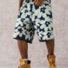 product-fancy-31bd8a3e-7bdf-4ba3-bc33-92141d3e9a2c Men'S Stylish Versatile Summer Non-Stretch Wide-Leg Faux Denim Shorts with Fashionable Front And Back Prints.