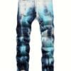product-fancy-31cea85b-a646-4223-a606-3ac2007cb157 New Punk Fashion Men'S Ripped Painted Straight-Leg Jeans for Nightlife Style