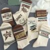 4/8 Pairs Retro Letter Print Casual Socks for Men & Women - Mid-Calf Athletic Socks with Bold Graphic Design, Breathable Polyester, Hand Wash/Dry Clean, Vintage Style for Casual Attire, Socks, Everyday Footwear, Stylish Lettering, Durable Socks, Comfortable Sock Material, Everyday Essentials, Sporty Look, Soft Sock Material, Unisex Socks, Casual Wearers