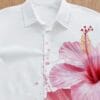 Men's Summer Shirt - Loose Fit Button-Up Casual Shirt with Floral Hibiscus Print, Non-Transparent Fabric for Beach Vacation, Office & Casual Attire - Machine Washable Lightweight Formal & Everyday Attire, Shirts for Summer, Vacation Clothing, Contrast Color Design, Durable Material, Vacation Wardrobe