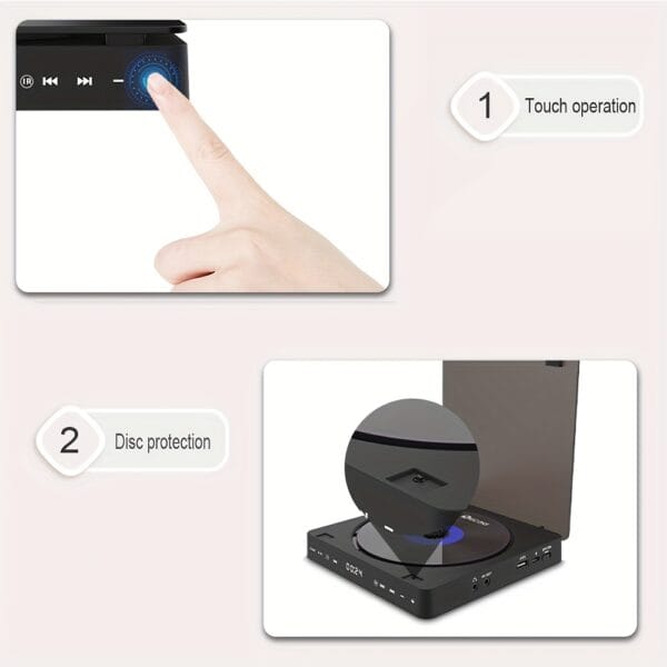 product-fancy-34bc6fd9-c59f-4736-a55b-7e65f6477953 Compact Size, MEGICOT VCD/DVD Player with Touch Buttons, Remote & AV Ports - Connects to TV, Supports CD, DVD, USB Flash 1080P Video Playback, USB Powered, Compact Size