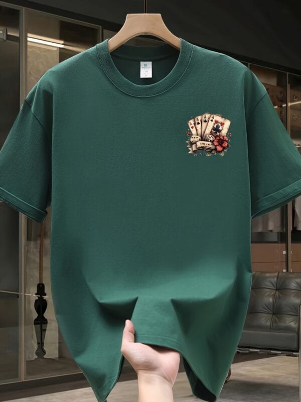 Men'S Heavyweight Cotton Graphic T-Shirt - Summer Casual Oversized Tee with Geometric Print, Round Neck & Short Sleeves, Breathable Regular Fit for Teens & Young Adults, Everyday Comfort, Bold Print Shirt, Durable Fabric