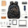 1pc Steampunk Clock Backpack - Adjustable Shoulder Straps, 2D Flat Printing, Mechanical Design, Perfect for Teens & Adults, Casual Outing Gear, Everyday Backpack | Vintage Backpack | Durable Backpack