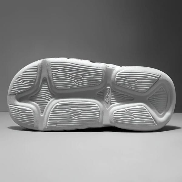 Mrs Hui Men's Summer Casual Beach Sandals - Slip-On Anti-Slip EVA Slippers with Massage Design, Black & Orange Stripes, Lightweight Durable for Outdoor, Poolside & Casual Wear, Beach Shoes, Outdoor Footwear, Sleek Slipon, Comfortable LiningSuitable for men & women