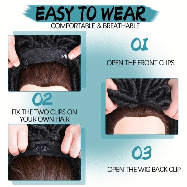 Short Crochet Wigs Synthetic Clips in Hair Toupee Extensions Afro Synthetic Braided Half Wig Dreadlock Hairpieces for Men Women Boy Male Father'S Day