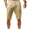 product-fancy-3b47bb6e-eee7-4b94-9d98-25bd514119d1 4pcs Men'S Casual Summer Shorts - Loose Fit, Mid-Rise with Drawstring, Solid Color (White, Black, Light Blue, Beige) for Beach & Outdoor Activities, Beach Shorts, Relaxed Style, Nonstretch Fabric